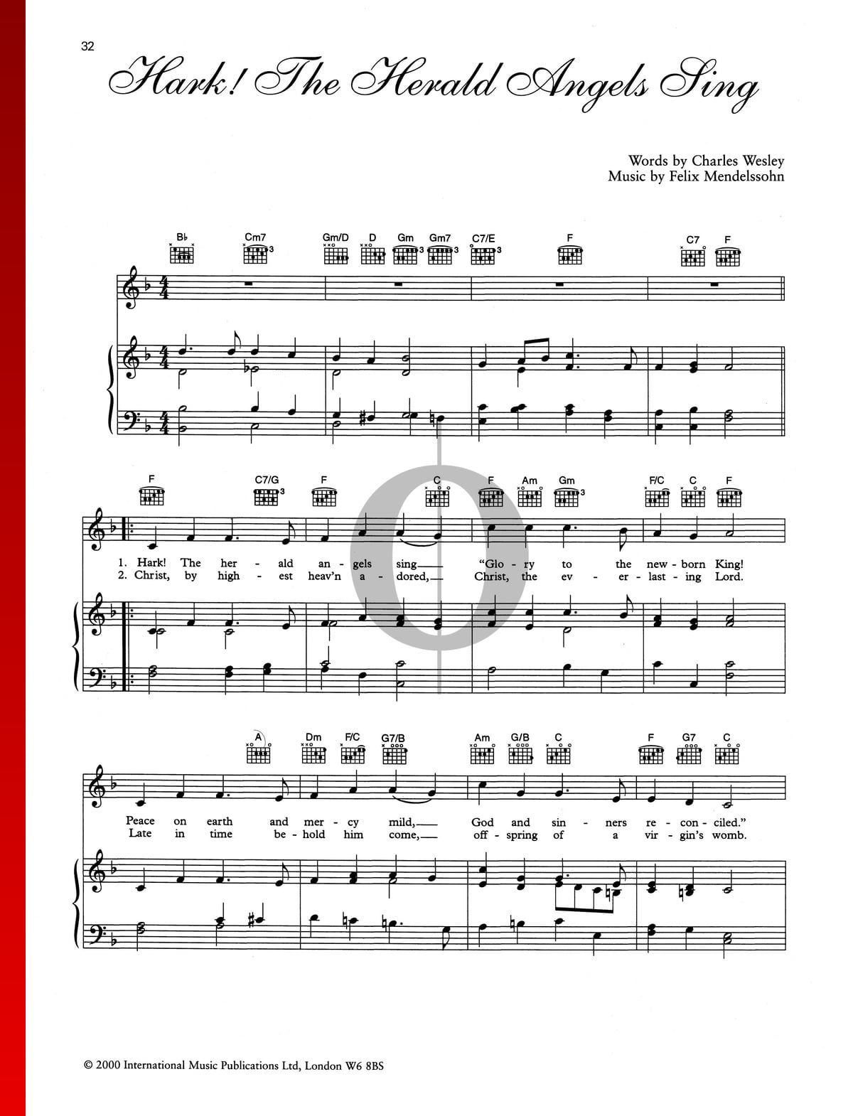 Hark The Herald Angels Sing Sheet Music Piano Voice Guitar Pdf Download Streaming Oktav