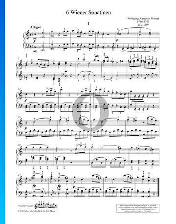 6 Wiener Sonatinen, KV 439b: Nr. 1 Sonatine in C-Dur Musik-Noten