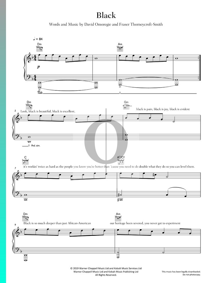 Black (Dave) Piano Sheet Music - OKTAV