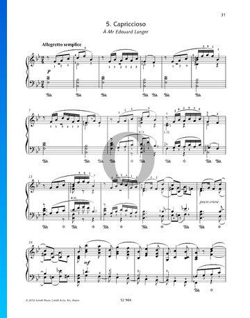 6 Klavierstücke, Op. 19, TH 133: 5. Capriccioso Musik-Noten