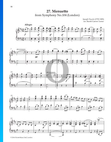 Symphony in D Major, Hob.I No.104 (London): 3. Menuetto Sheet Music