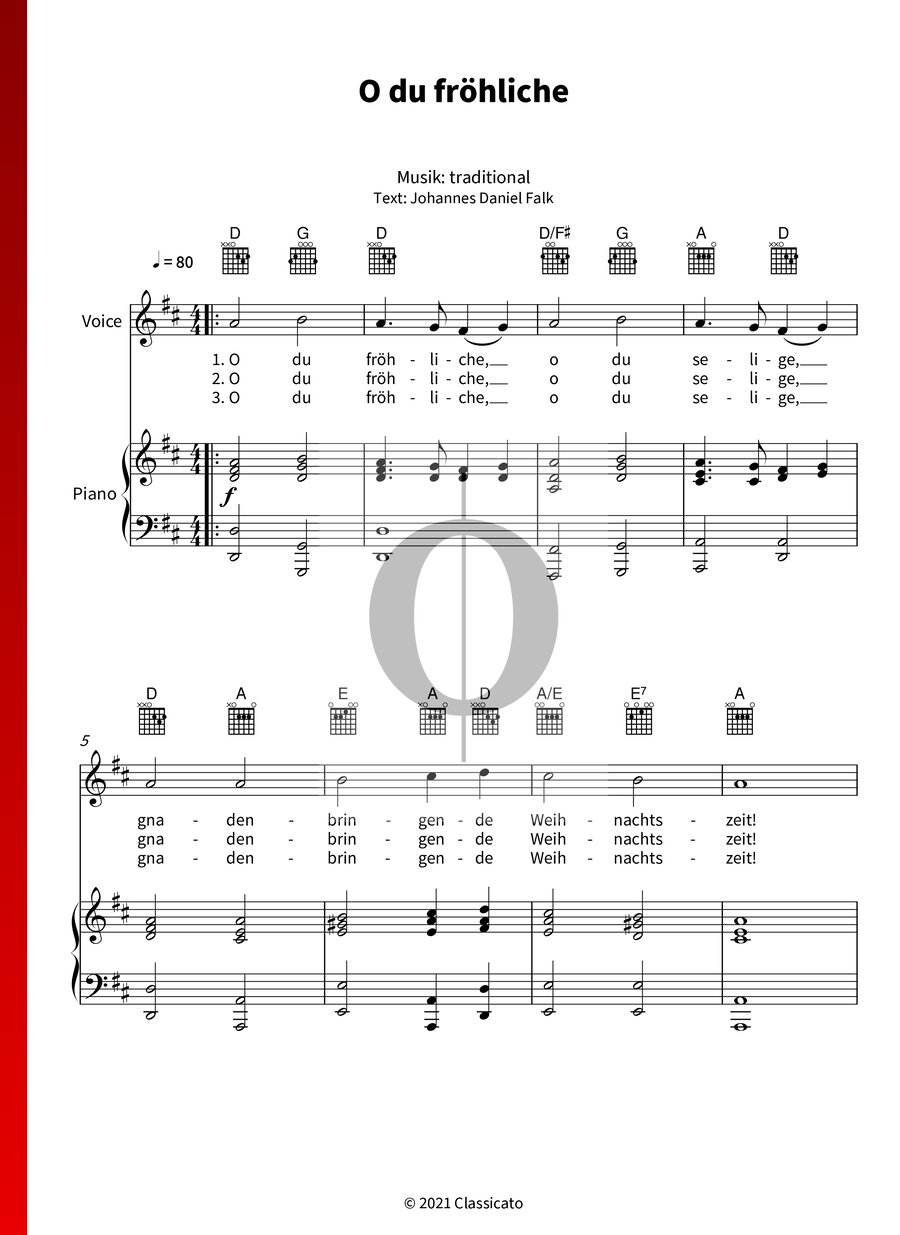 Oh Du Fröhliche Noten Klavier Kostenlos "O Du Fröhliche" leichte Noten (Klavier, Gesang, Gitarre) von Anonymous