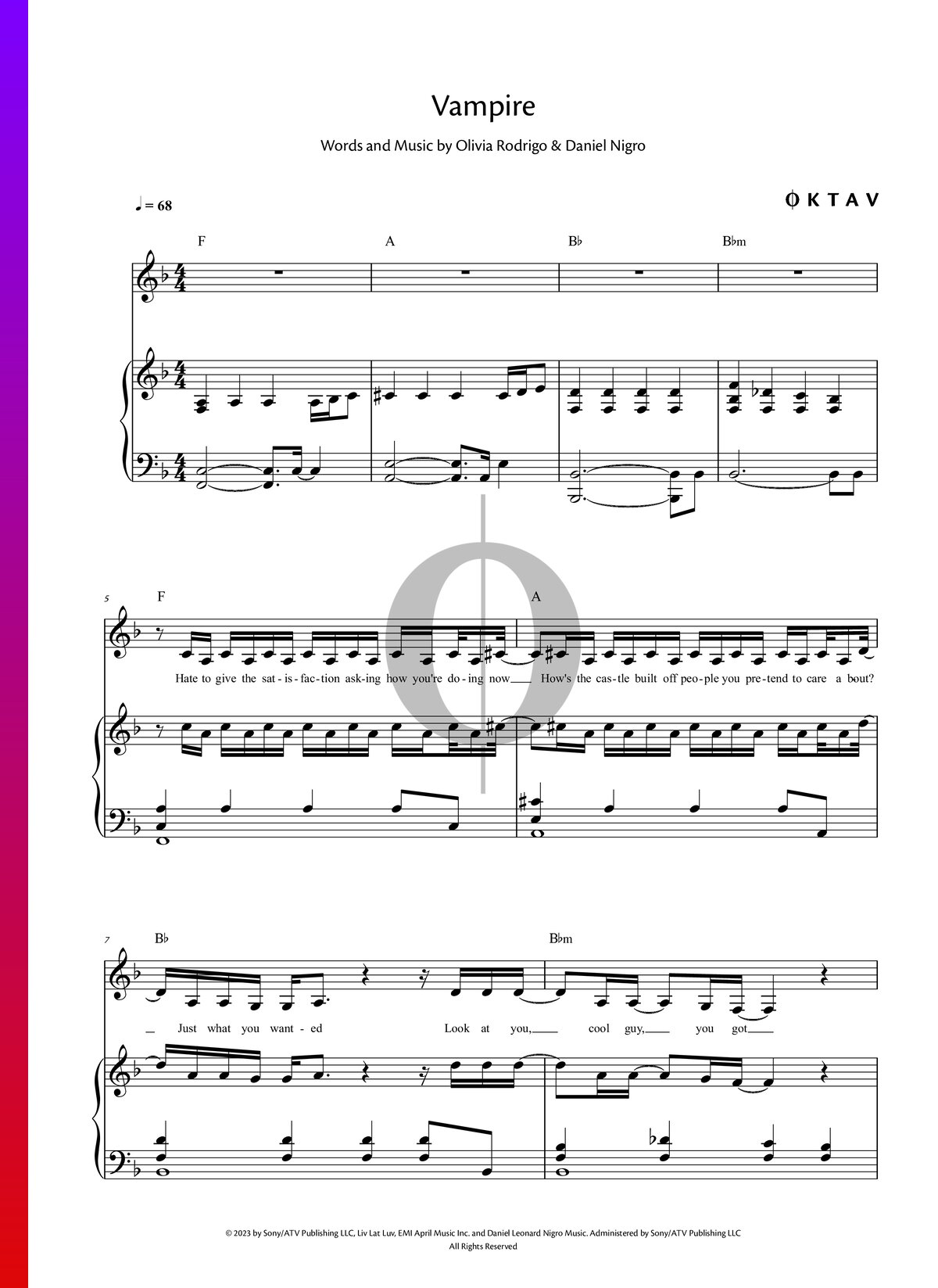 Vampire Sheet Music (Piano, Voice) - OKTAV