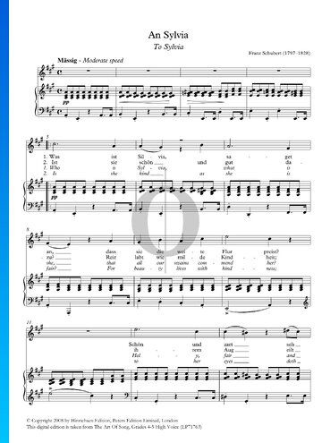 To Sylvia, Op. 106 No. 4, D. 891 Partitura