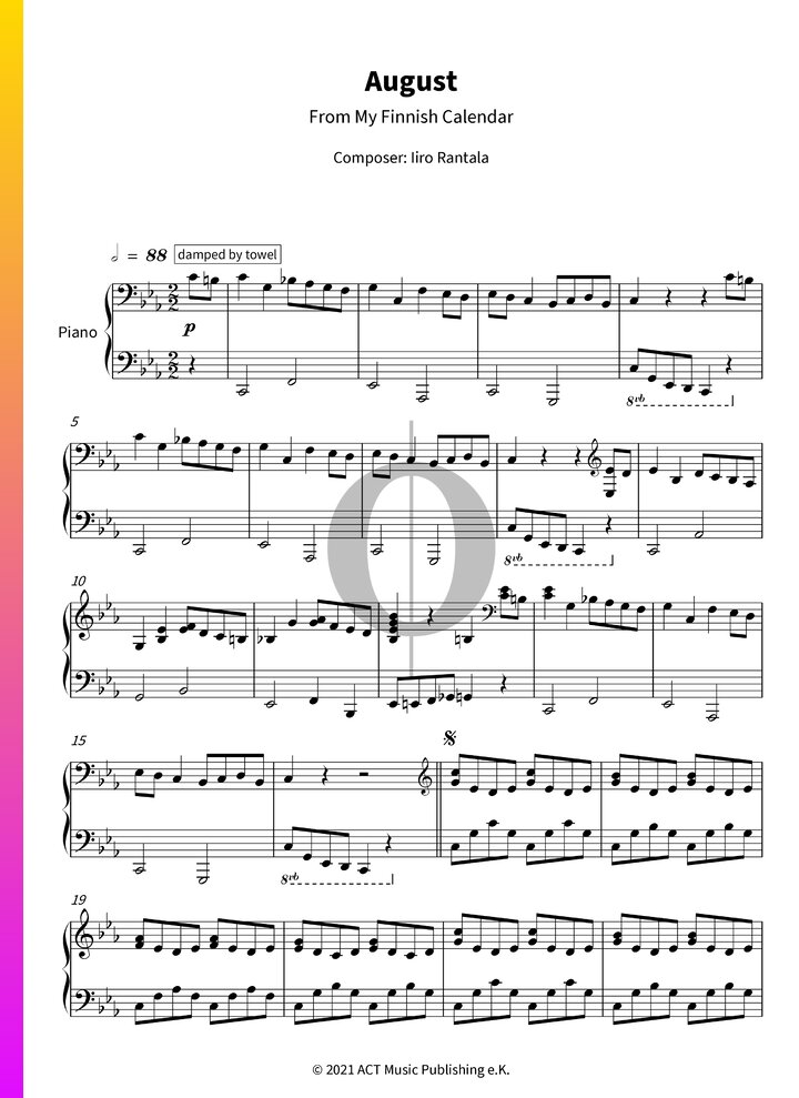 August (Iiro Rantala) Piano Sheet Music - OKTAV