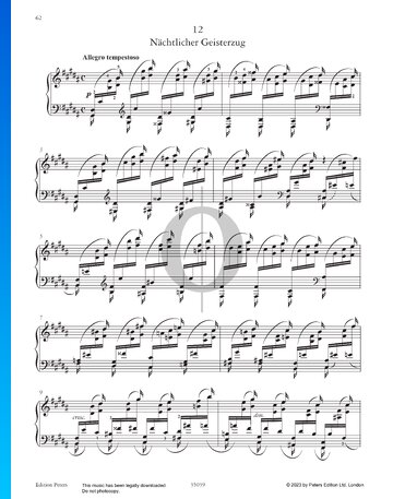 Étüde in gis-Moll: Nächtlicher Geisterzug, Nr. 12 Musik-Noten