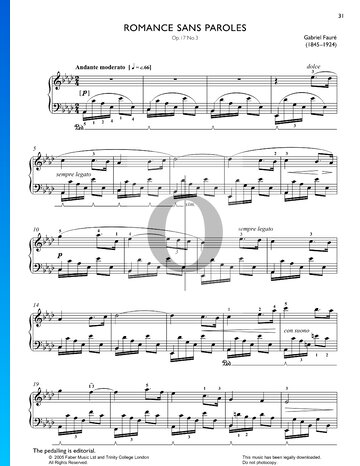 Romance Sans Paroles, Op. 17 No. 3 Sheet Music