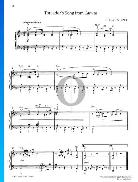 Toreador's Song (Carmen) Musik-Noten