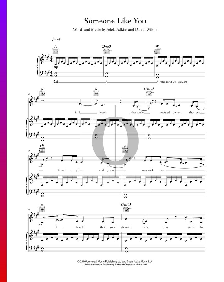 Someone Like You Adele Piano Sheet Music Oktav