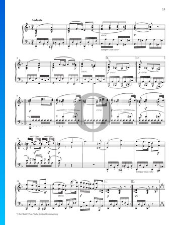Sonata para piano en re mayor (Pastoral), Op. 28: 2. Andante Partitura