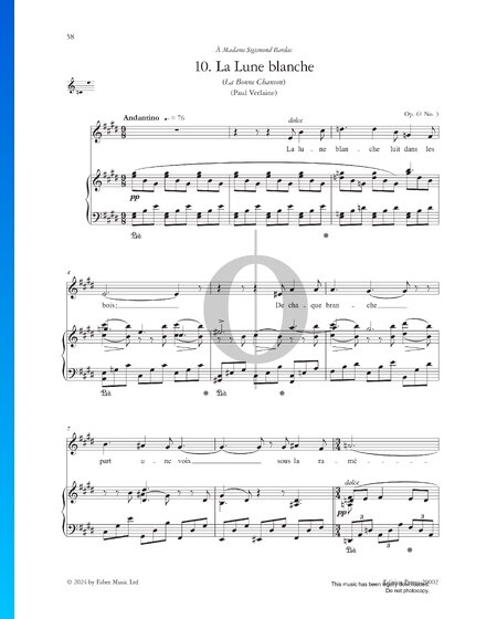 La bonne chanson, Op. 61 Nr. 3: La lune blanche