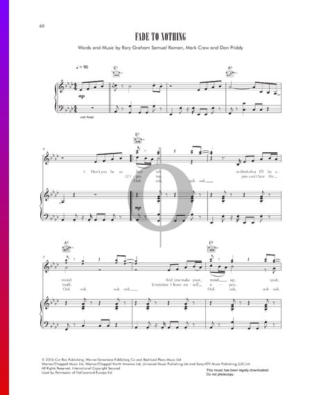 Fade To Nothing Sheet Music