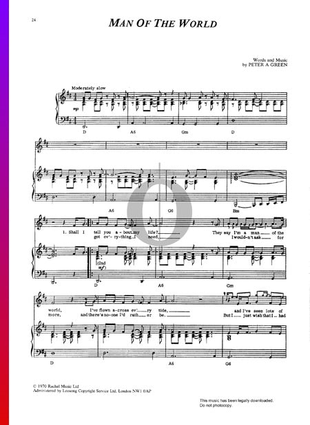 Man Of The World Sheet Music