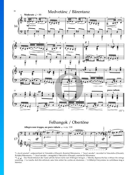 Sonatina BB 69, Sz. 55: n.º 2 Danza del oso Partitura