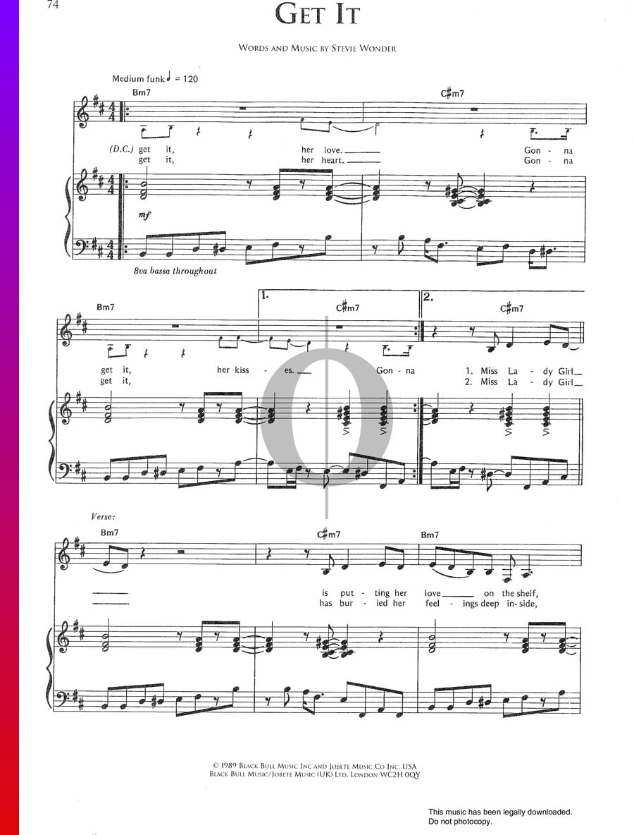 Get It (Michael Jackson, Stevie Wonder) Piano Sheet Music - OKTAV