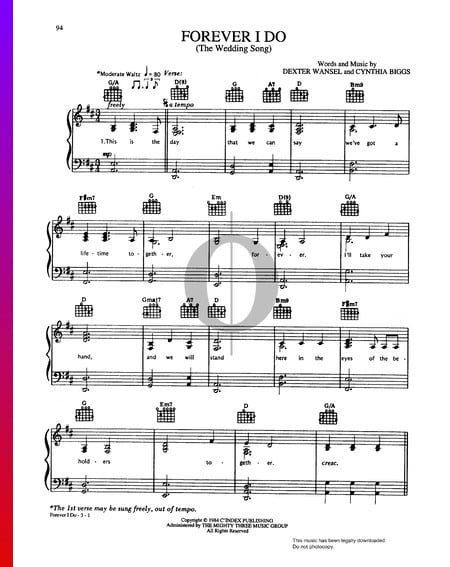 Forever I Do (The Wedding Song) Partitura