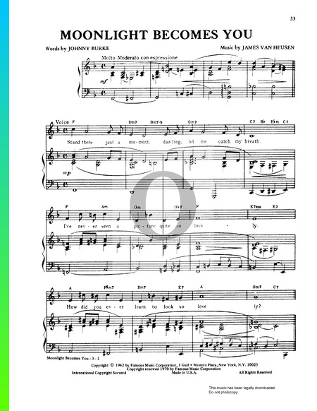 Moonlight Becomes You Partitura
