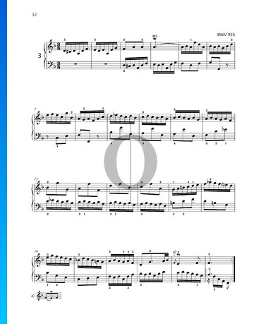 6 Little Preludes: No. 3 Prelude in D Minor, BWV 935 Spartito