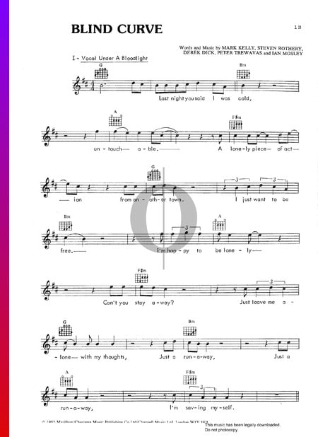 Blind Curve Musik-Noten