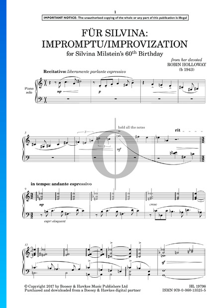 Für Silvina: Impromptu/Improvization Sheet Music