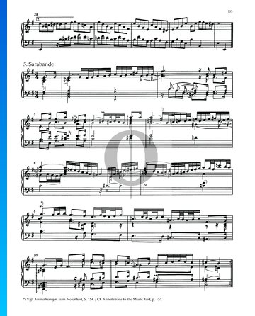 Partita 6, BWV 830: 5. Sarabande Musik-Noten