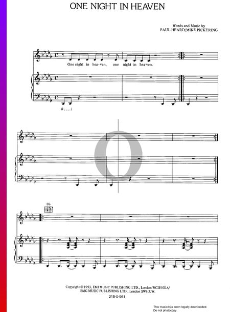 One Night In Heaven Partitura