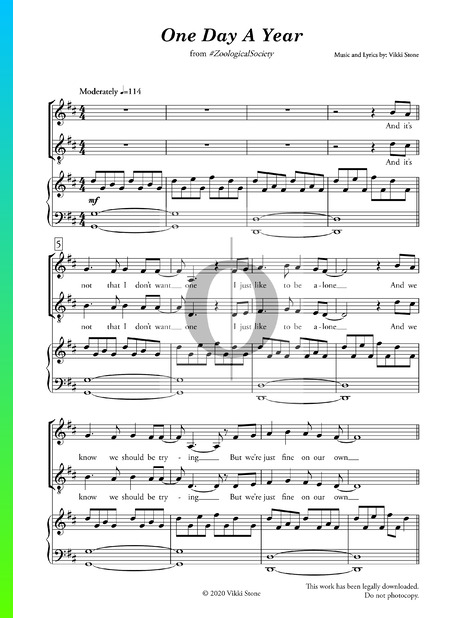 One Day A Year Sheet Music