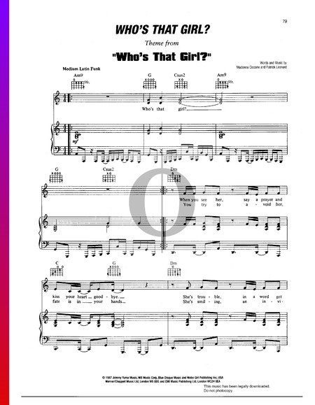 Who's That Girl Sheet Music