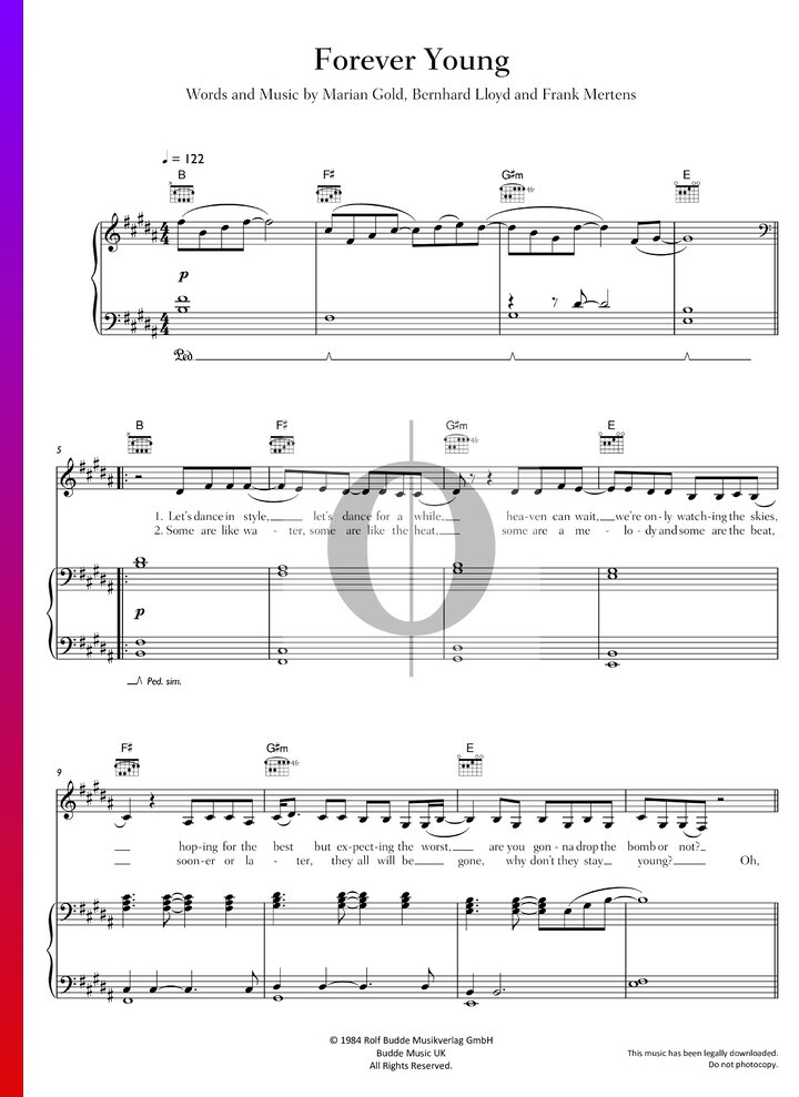 Forever Young » Becky Hill Partitions de piano OKTAV