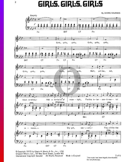 Girls Girls Girls Sheet Music