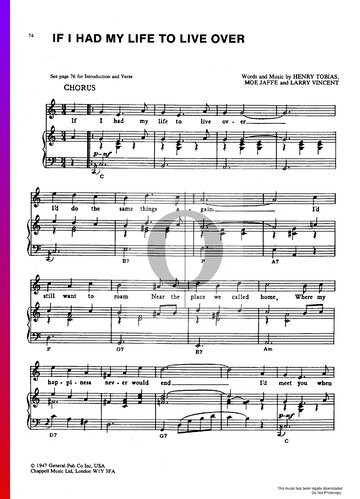 If I Had My Life To Live Over Sheet Music