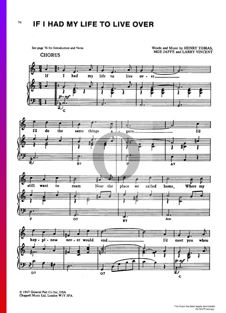 If I Had My Life To Live Over Sheet Music