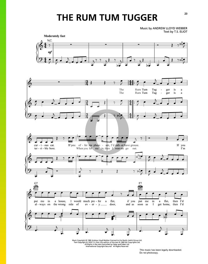 The Rum Tum Tugger Sheet Music (Piano, Guitar, Voice) OKTAV