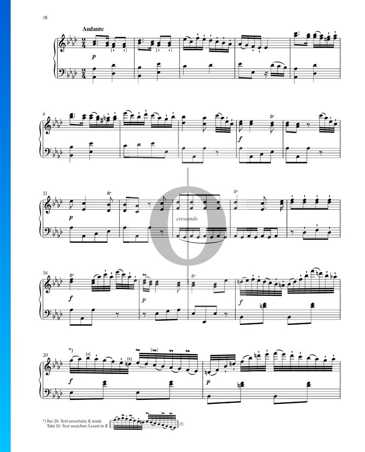 Sonata in F Minor, WoO 47 No. 2: 2. Andante Sheet Music (Piano Solo ...
