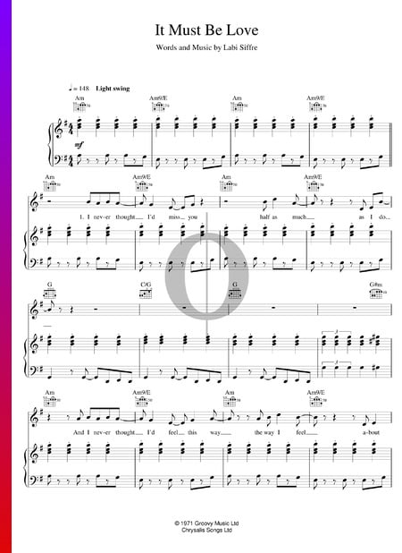 It Must Be Love Musik-Noten