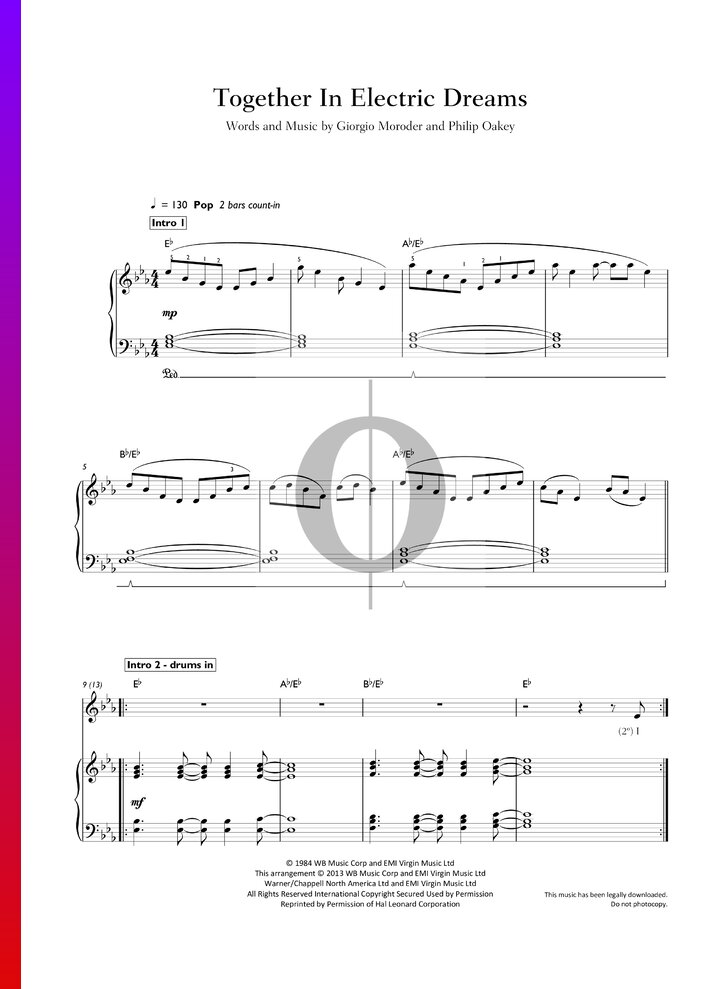 Together In Electric Dreams (The Human League) Piano Sheet Music OKTAV