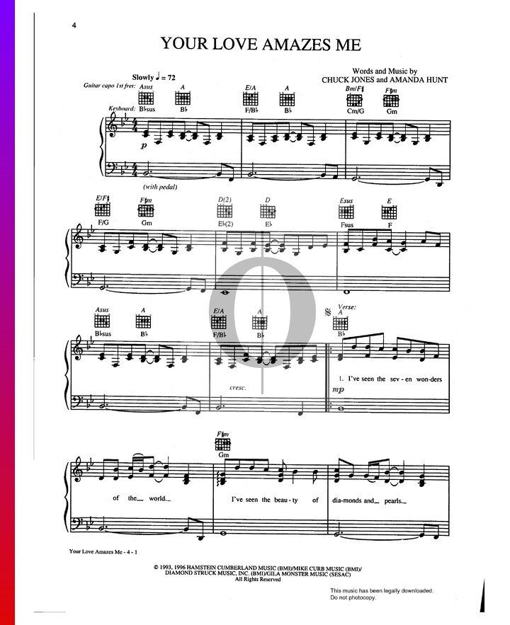 Your Love Amazes Me John Berry Piano Sheet Music Oktav 