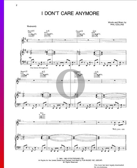I Don't Care Anymore Sheet Music