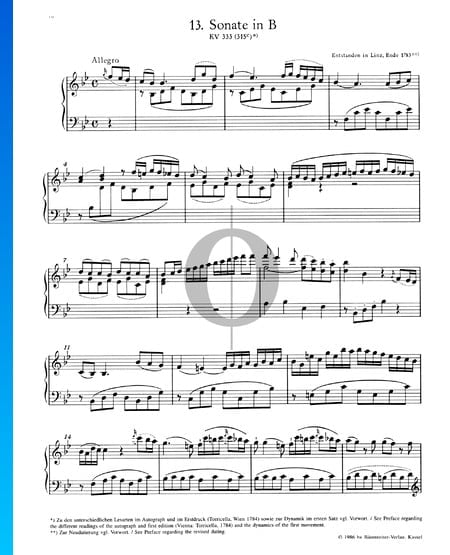 Klaviersonate Nr. 13 B-Dur, KV 333 (315c): 1. Allegro