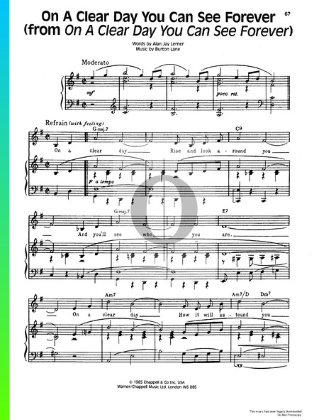 On A Clear Day (You Can See Forever) Sheet Music