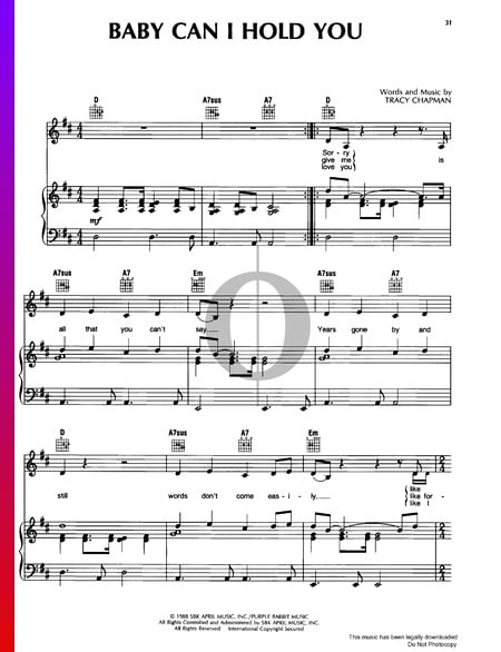 Baby Can I Hold You Sheet Music
