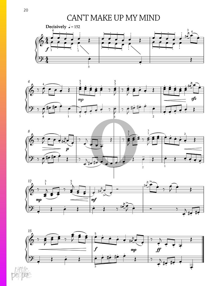 Can’t make up my mind (Elissa Milne) Piano Sheet Music OKTAV