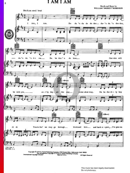 I Am I Am Musik-Noten