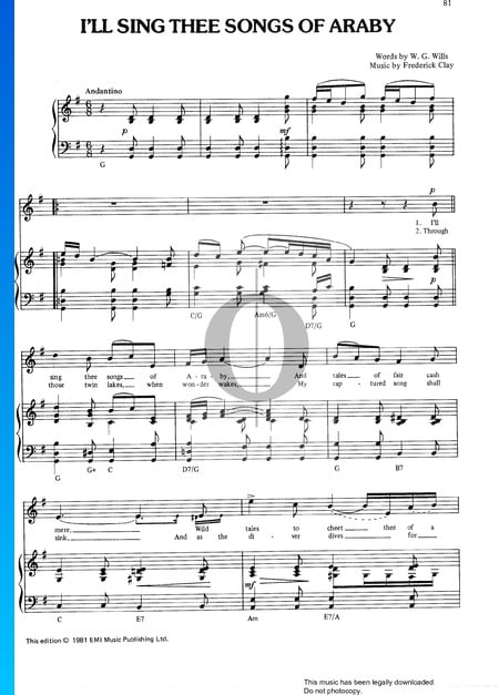 I'll Sing Thee Songs Of Araby Musik-Noten