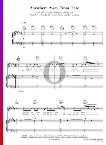 Anywhere Away From Here Sheet Music
