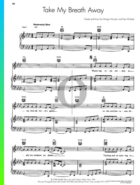 Take My Breath Away Musik-Noten