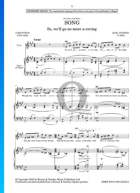 Song (So We'll Go No More A-Roving) Musik-Noten