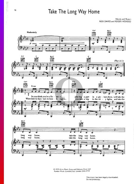 Take The Long Way Home Sheet Music