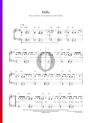 Progreso Sorprendido Emoción Hello Partitura » Adele (Piano, Voz) | Descarga PDF - OKTAV