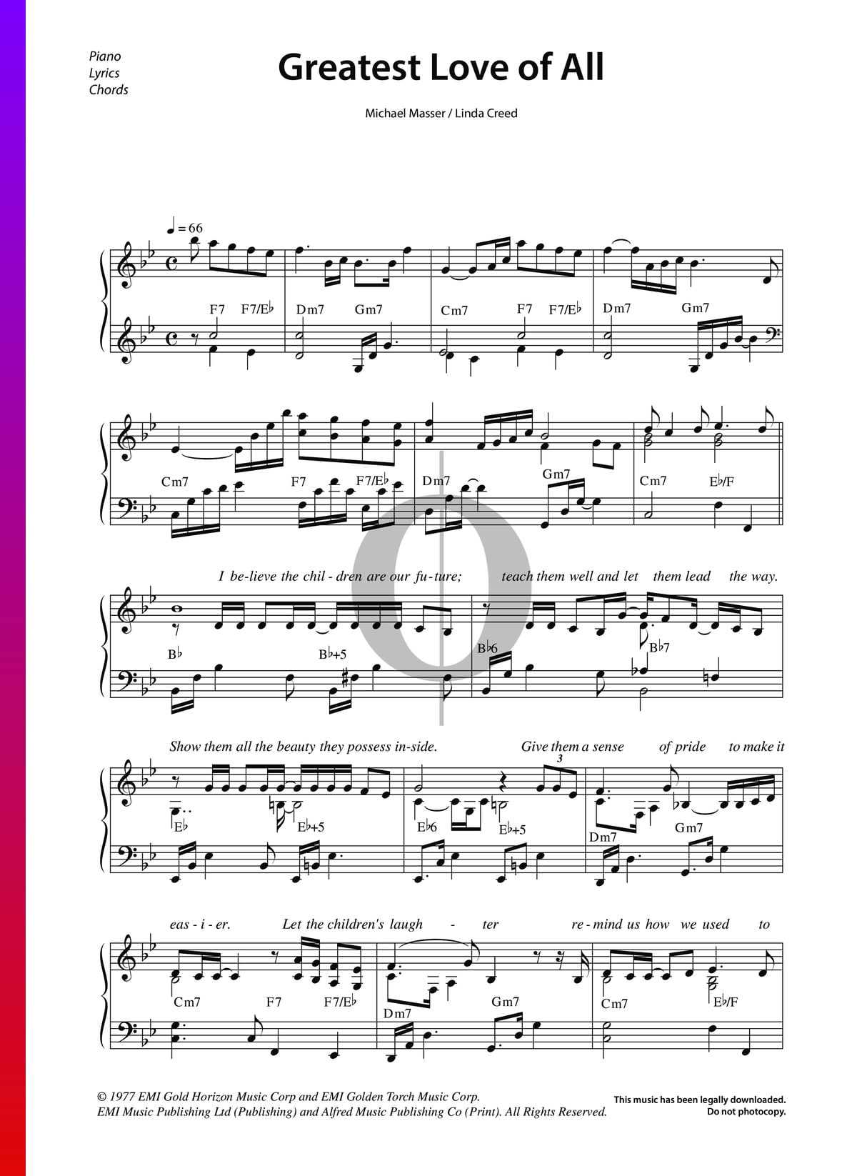 the-greatest-love-of-all-noten-klavier-gesang-von-whitney-houston